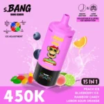 Bang Leader 450Kパフ ピーチアイス・ブルーベリーアイス・レインボーキャンディ・レモンサワー・オレンジ フレーバーセット
