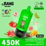 Bang Leader 450Kパフ ストロベリー、スイカ、キウイ、パッションフルーツ、グアバ、マンゴー、アイス、サワーピーチ風味