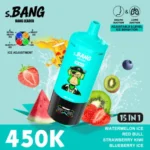 Bang Leader 450Kパフ スイカ・アイス、レッドブル、イチゴ、キウイ、ブルーベリー・アイスのフレーバーセット