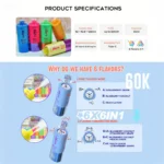 「Fizzy Max 60000パフ」製品紹介ディスプレイ - 10種類のフレーバー組み合わせ
