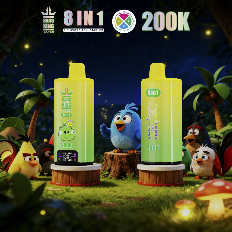 Bang King 200Kパフ 8-in-1 ブルーラズ・アイス・ピーチ・アイス・グレープ・アイス・マンゴー・アイス・フレーバー - 100vaping