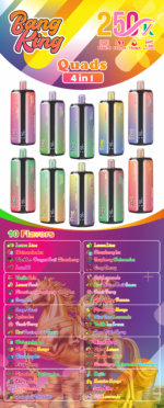 Bang King 250Kパフ 4-in-1 フレーバー一覧 使い捨てベイプ - 100vaping