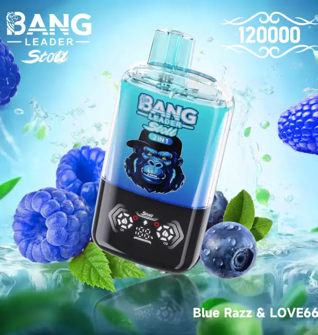 Bang Leader Stoll 120Kパフ ブルー・ラズ・ラブ66 フレーバー 使い捨てベイプ - 100vaping