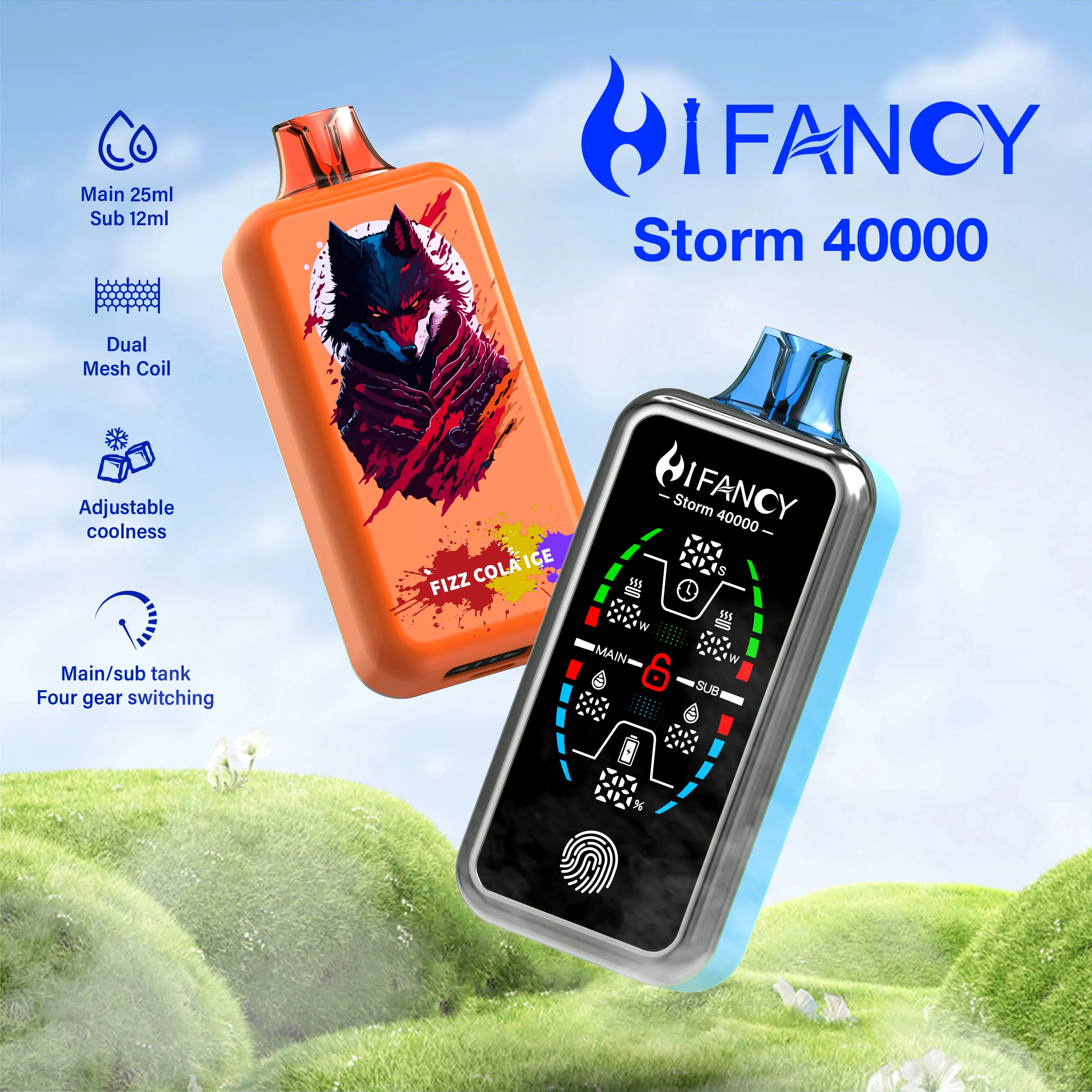 100vaping-hifancy-storm-40000-puffs-display-3 HIFANCY STORM 40000パフ ディスプレイ付き 使い捨てベイプ 3本セット - 100vaping