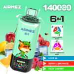 Airmez FOX 6 IN 1 140,000パフ フレーバー1 - ラブ66、ベリーレモネード、フィジーチェリー