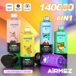 Airmez FOX 6 IN 1 140K Puffs Flavor 3 - Dragonfruit Ice, Fruity Fusion, Raspberry Watermelon