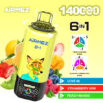 Airmez FOX 6 IN 1 140,000パフ フレーバー7 - ストロベリーアイス、ピンクレモネード、ビンゴクラッシュ