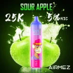 Airmez Tornado 25K Puffs Sour Apple Flavor - Disposable Vape 100vaping