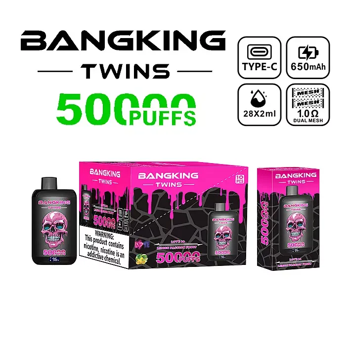 Bang King Twins 50Kパフ ラブ66＆レモン・パッションフルーツ味 使い捨てベイプ - 100vaping