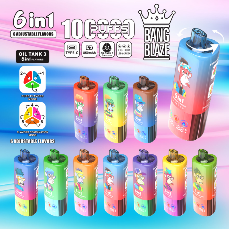 Bang Blaze 100Kパフ 6-in-1 トリプルタンク 使い捨てベイプ メイン画像 - 100vaping