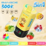Bang DE 300Kパフ 5-in-1 ストロベリー、スイカ、グレープ、アイス、パッションフルーツ、マンゴー、バナナ、アイス、レモン、ライムフレーバー - 100vaping