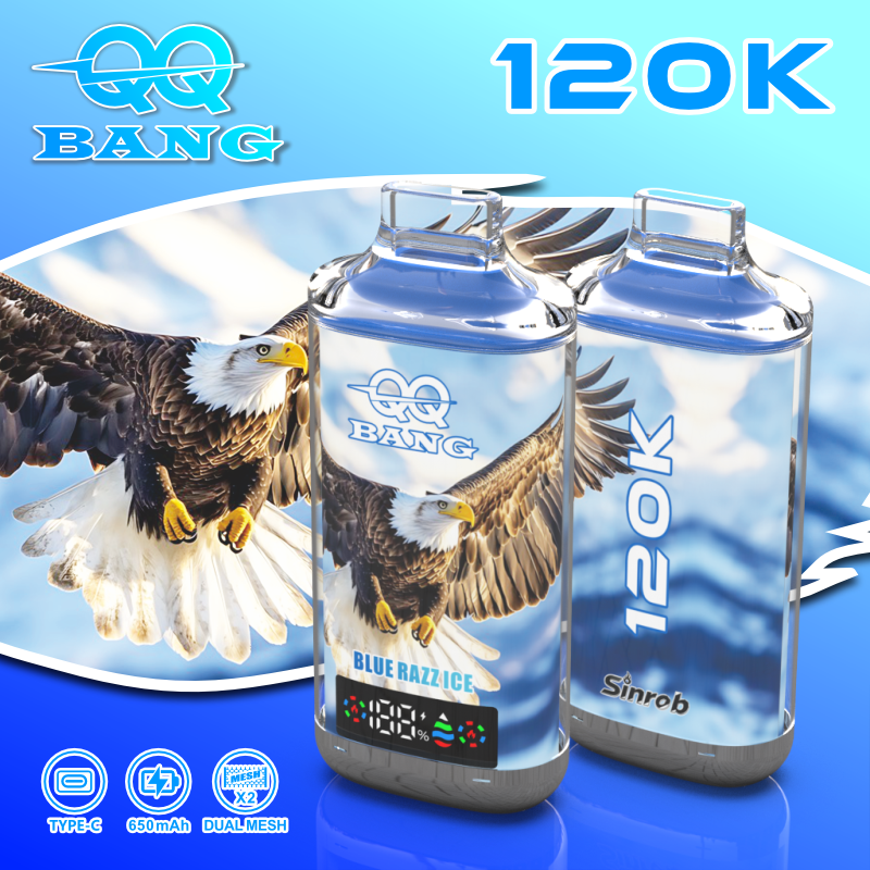 QQ Bang 12万パフ ブルー・ラズ・アイス風味 使い捨てベイプ - 100vaping