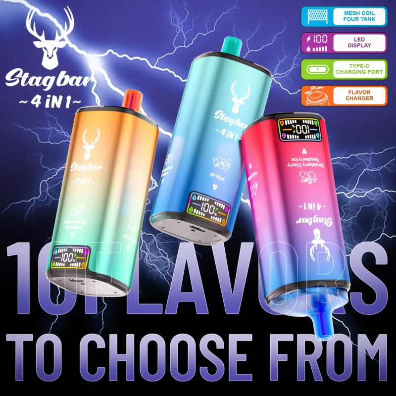 Stag Bar 4-in-1 80,000パフ 使い捨て電子タバコ - 100vaping