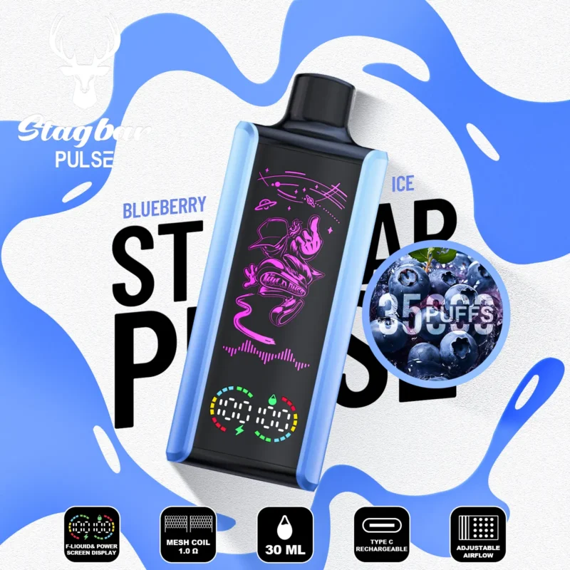 Stag Bar Pulse 35Kパフ ブルーベリーアイス味 使い捨てベイプ - 100vaping