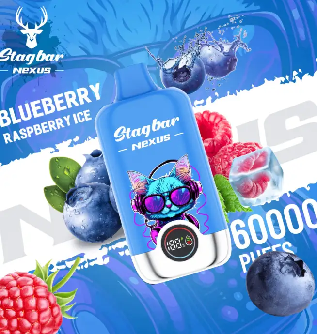 Stagbar Nexus 60Kパフ ブルーベリー・ラズベリー・アイス風味 使い捨てベイプ - 100vaping
